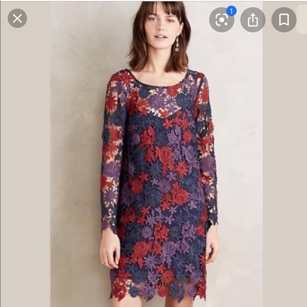 Anthropologie Harvest Blooms Crochet Lace Dress